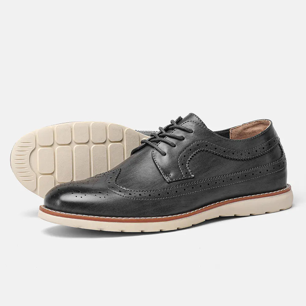 Men's Ultra-Light Brogue Sneakers - Stylish Leather Look