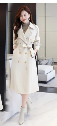 Long White Over-the-Knee Coat for Women