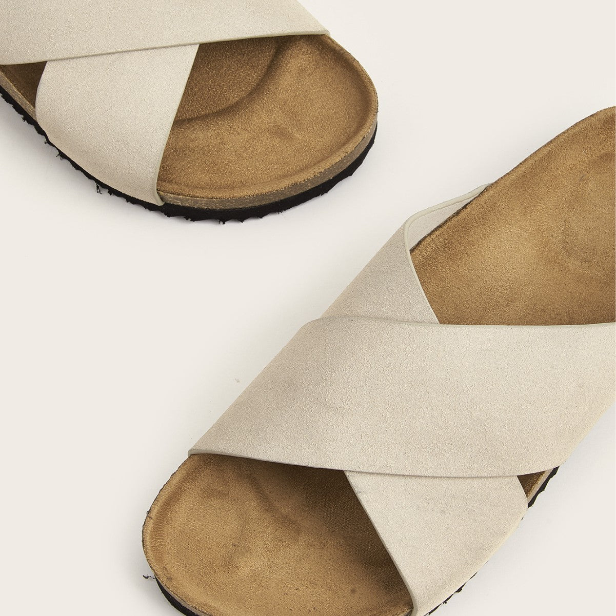 European And American Plus Size Khaki Round Toe Cross Roman Style Slip-on Flat Sandals