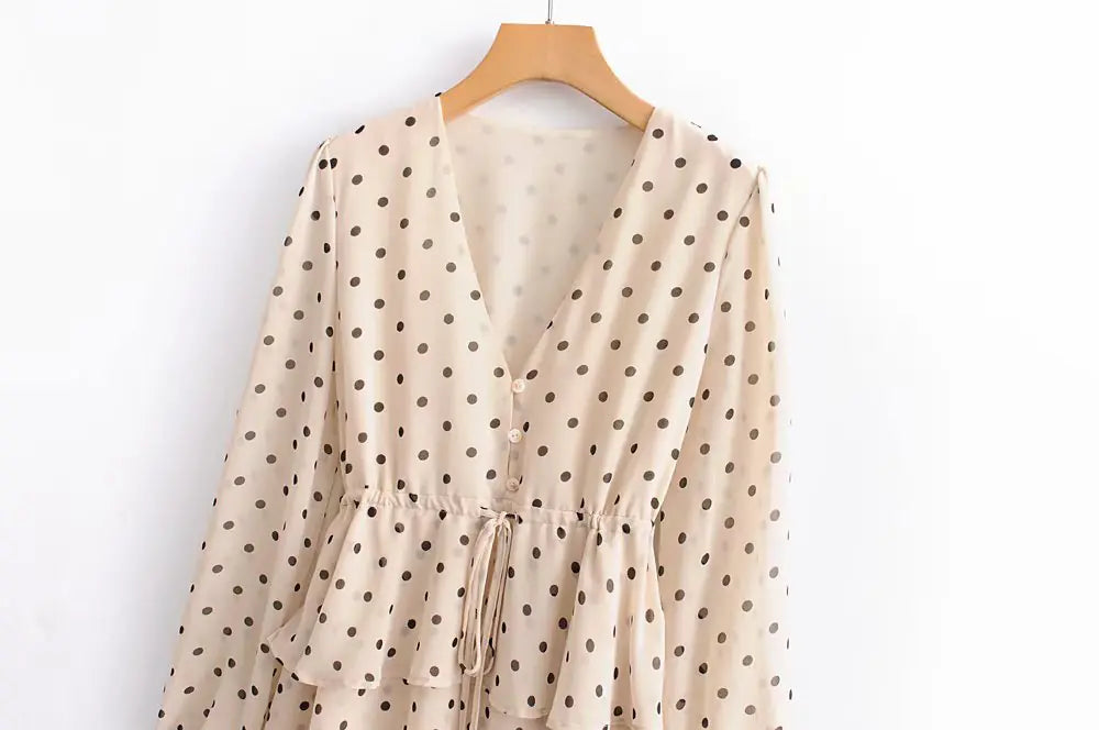 Chic Polka Dot V-Neck Dress