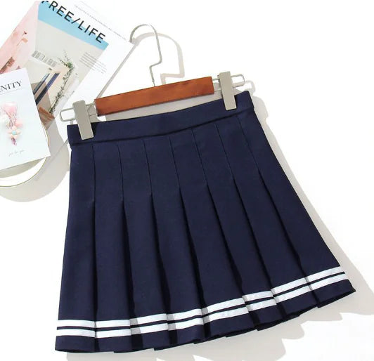 Pleated Skirt, Midi Skirt, Navy Sailor Mini Skirt