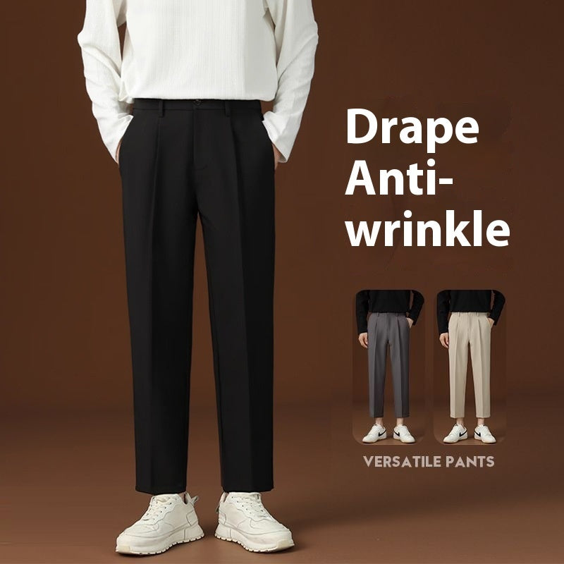 Draping Effect Thin Cool Straight Casual Pants