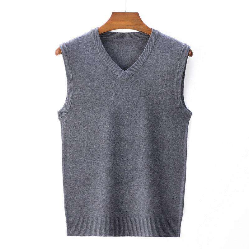 Men's Spring And Autumn Solid Color Casual V-neck Sweater