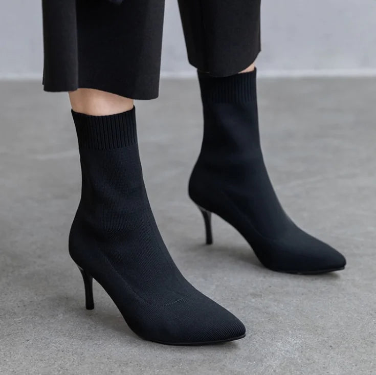 Chic Microfiber Heeled Booties