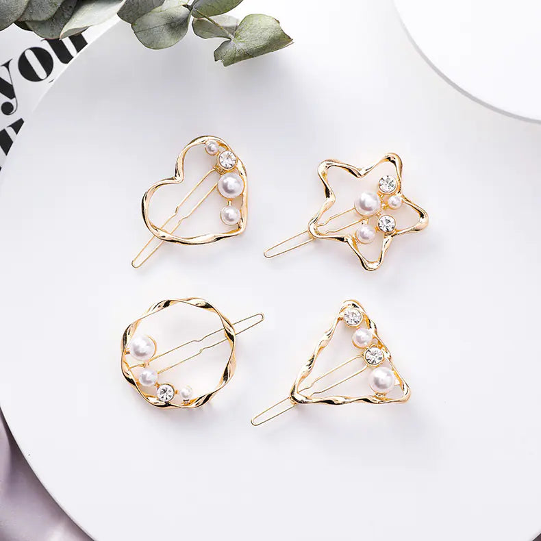 Chic Geometric Pearl Hair Clip