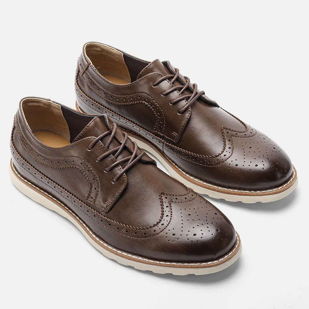 Men's Ultra-Light Brogue Sneakers - Stylish Leather Look