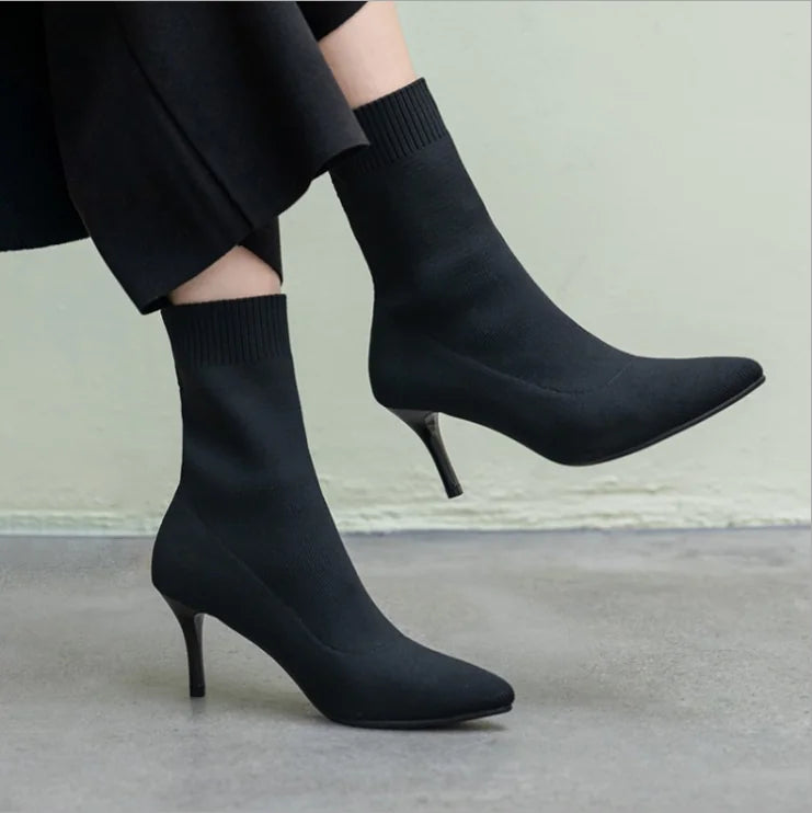 Chic Microfiber Heeled Booties