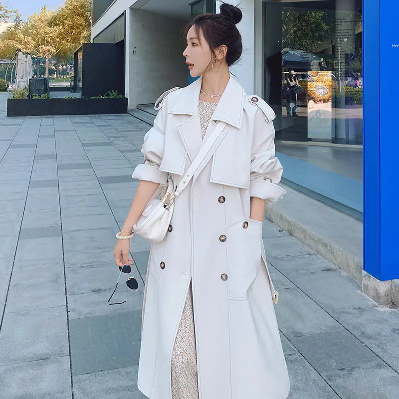 Long White Over-the-Knee Coat for Women