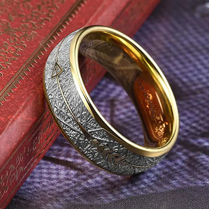 Two-Color Polished Gold Ring for Men and Women