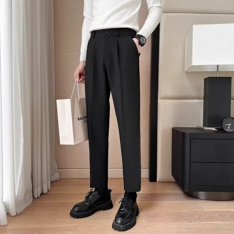 Draping Effect Thin Cool Straight Casual Pants