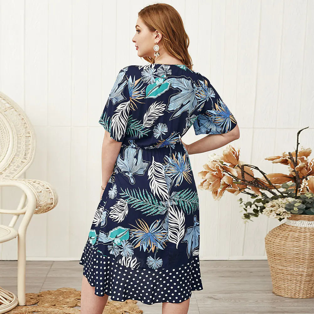 2020 New Summer Dress with Floral Patchwork (Plus Size)