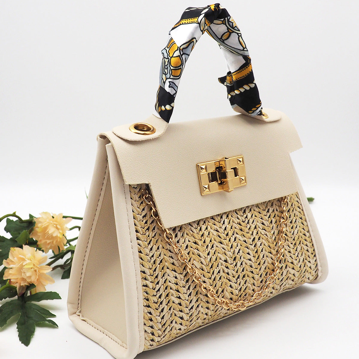 Girl's Bag Pastoral Style Woven Bag Portable Straw Woven Bag Fashion Messenger Bag