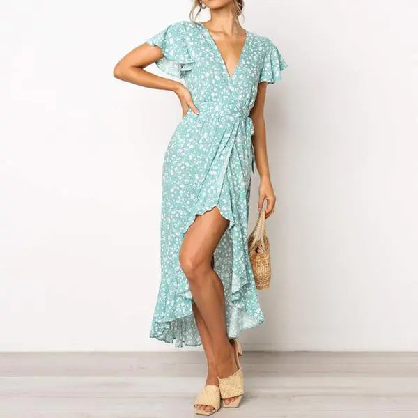 Blossom Tie Waist V-Neck Dress