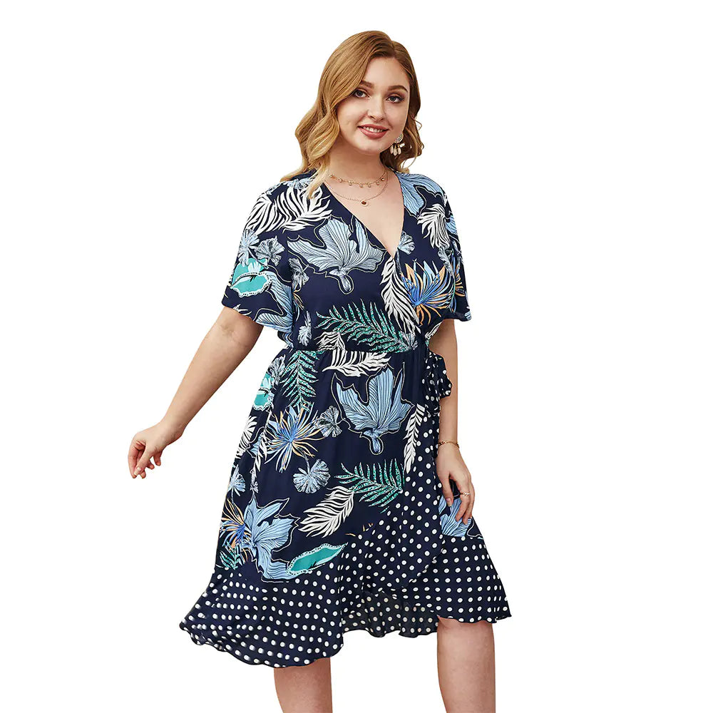 2020 New Summer Dress with Floral Patchwork (Plus Size)