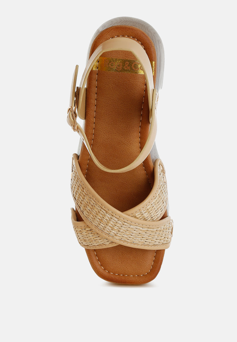 Qasa Studded Raffia Clog Sandals