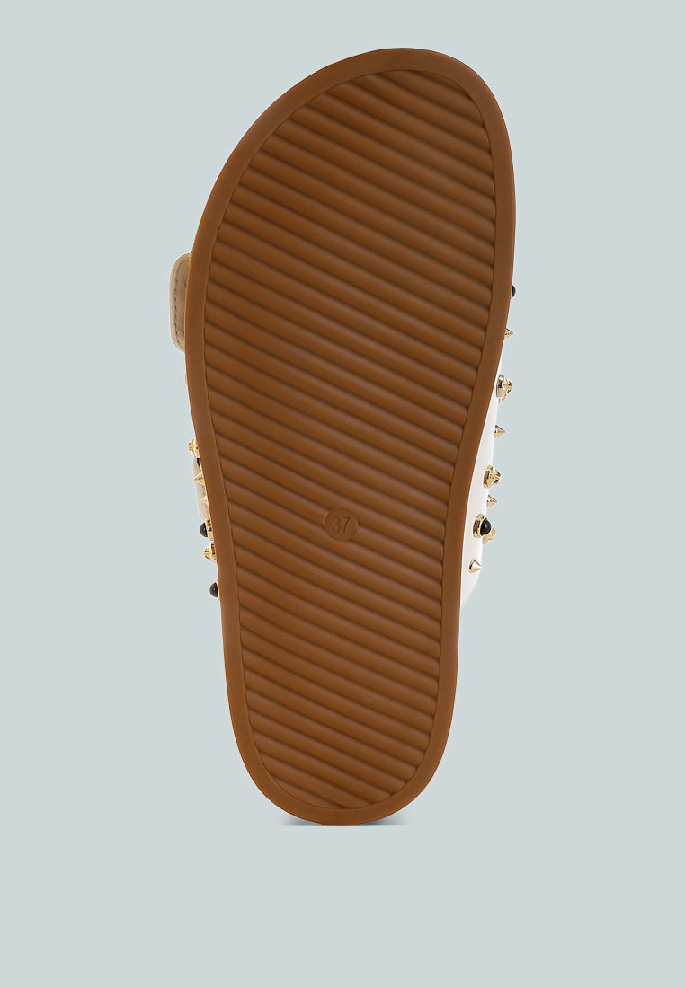 Jayata Metallic Stud Embellished Sliders