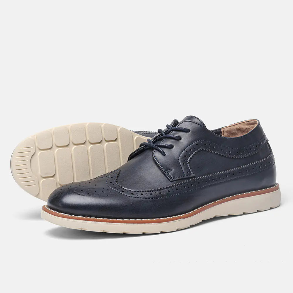 Men's Ultra-Light Brogue Sneakers - Stylish Leather Look