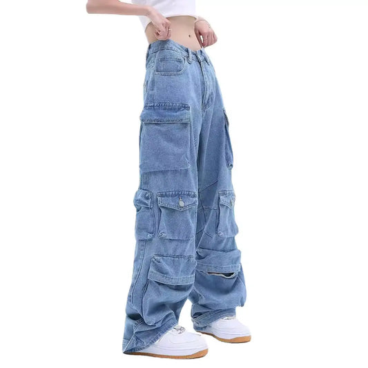 2023 Spring Blue Denim Cargo Trousers