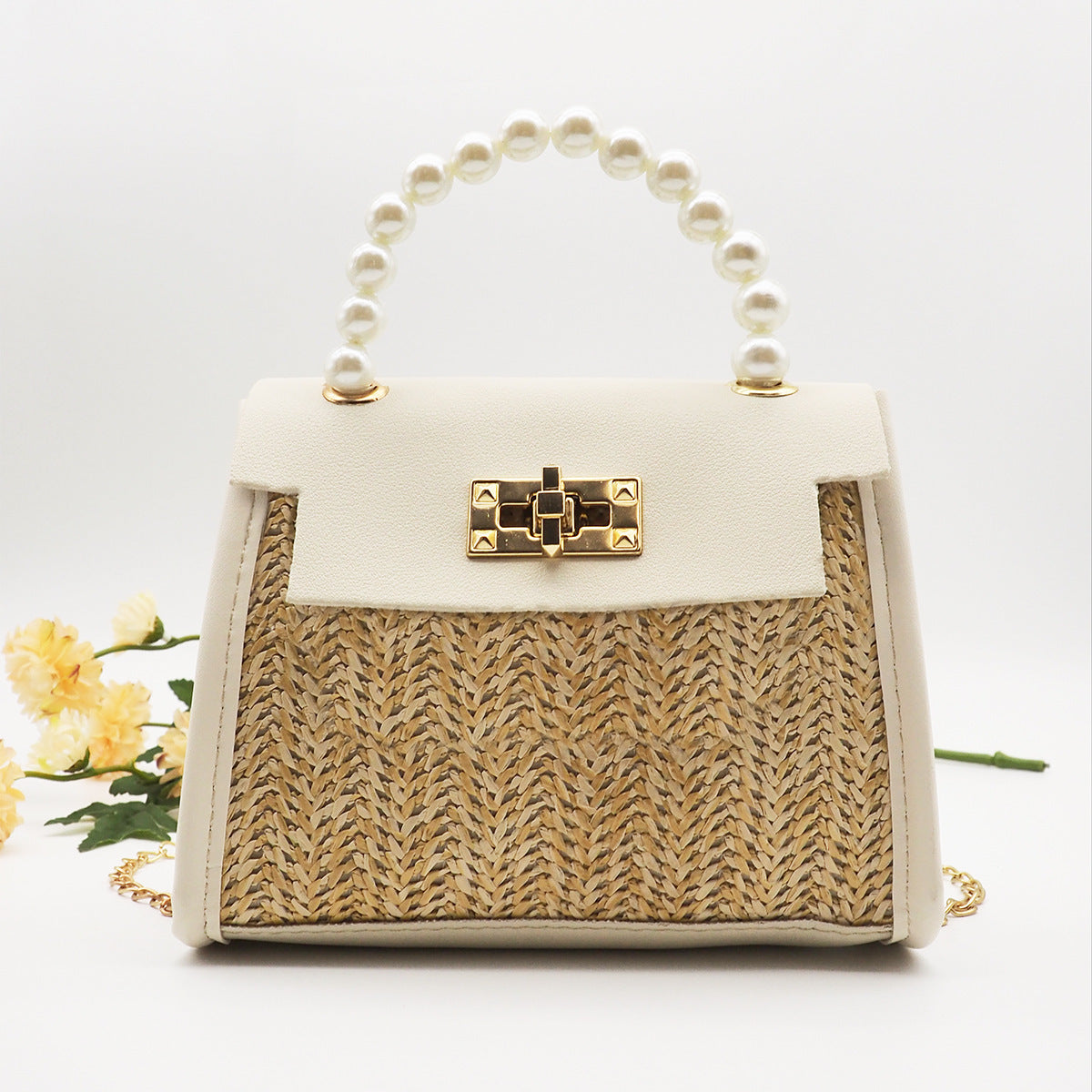 Girl's Bag Pastoral Style Woven Bag Portable Straw Woven Bag Fashion Messenger Bag