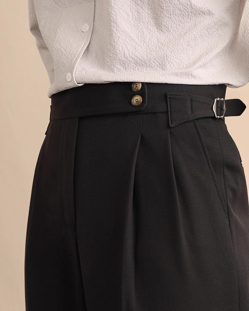 High Waist Straight Trousers Men's Business