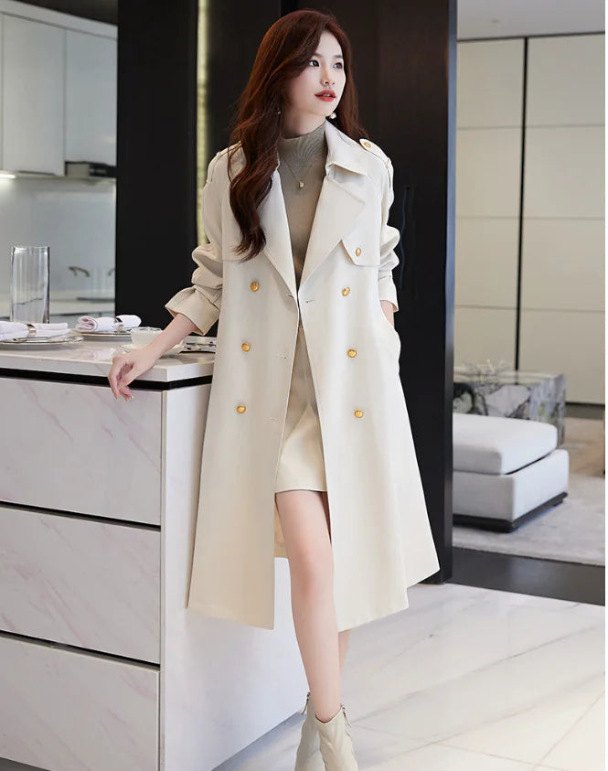 Long White Over-the-Knee Coat for Women