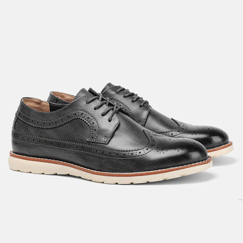 Men's Ultra-Light Brogue Sneakers - Stylish Leather Look