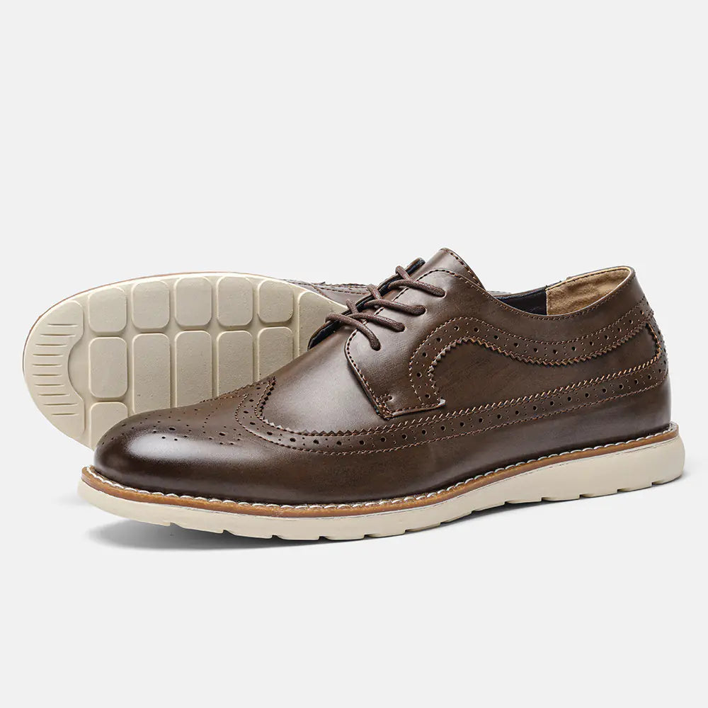 Men's Ultra-Light Brogue Sneakers - Stylish Leather Look