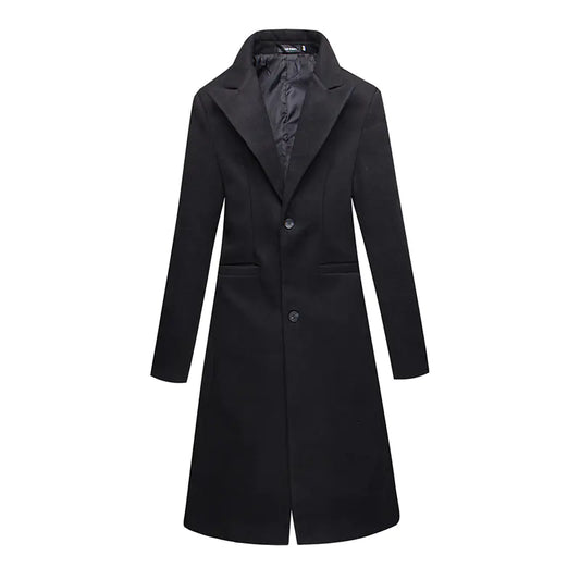 Overlength Woolen Trench Coat Suit Jacket