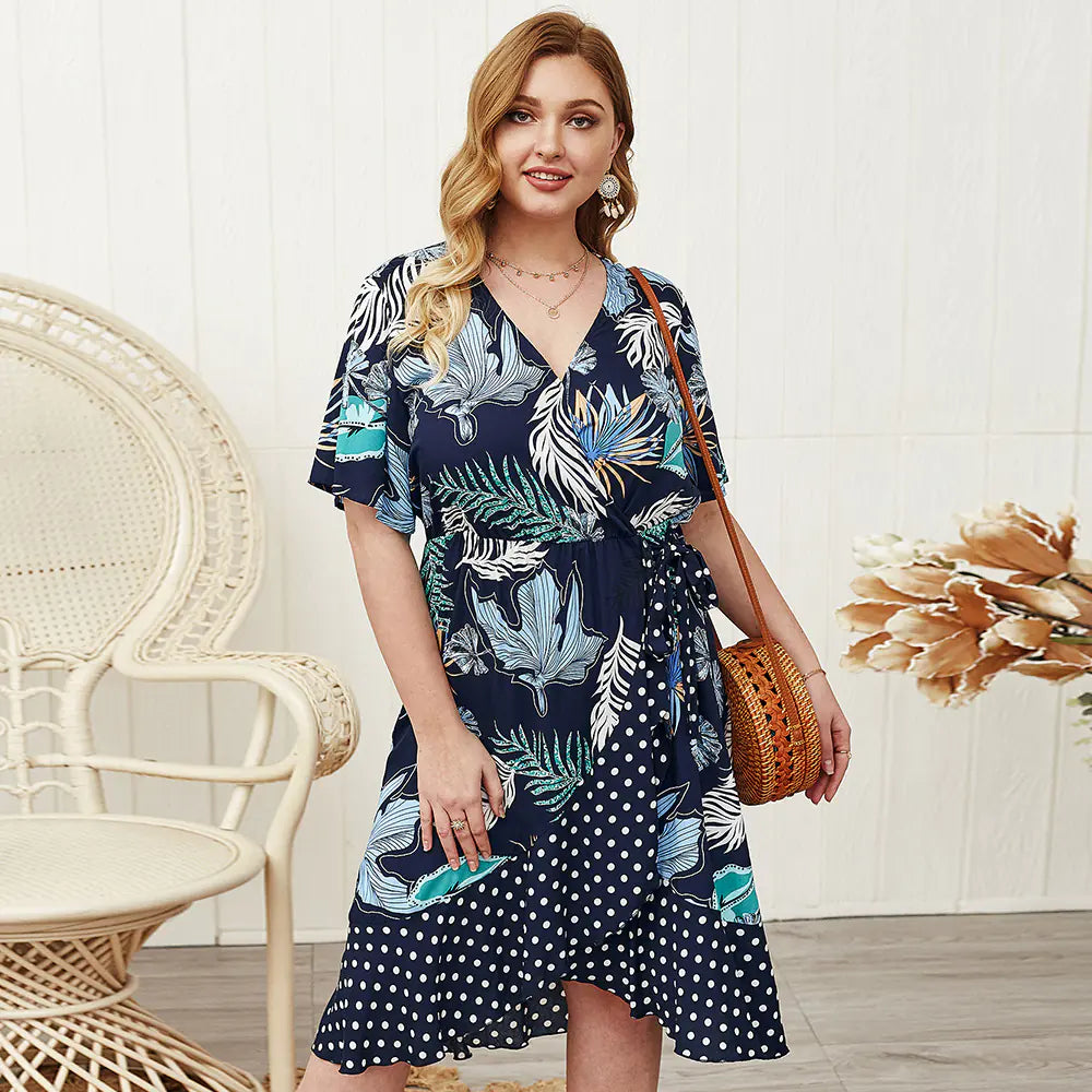 2020 New Summer Dress with Floral Patchwork (Plus Size)